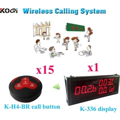 Waiter Calling System Good News For Restaurant Hotel (1 display+ 15 call button)