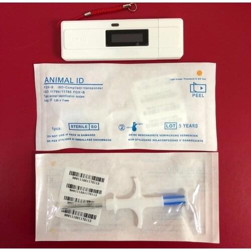 Microchip Scanner 134.2khz fish turtle animal rfid reader with 2 pcs injector1.25*7mm