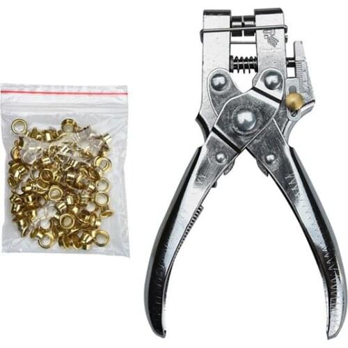 Heavy duty leather fabric eyelet plier hole punch pliers tools + 100 eyelets