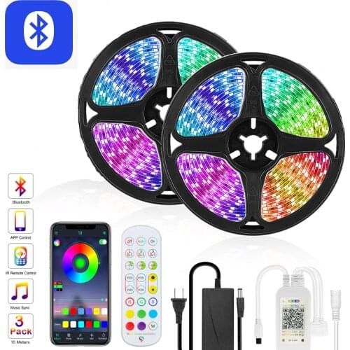 Goodland RGB LED Strip Light Bluetooth 12V Ribbon LED Lights Strip RGB Tape 5050 Colored Lights Diode Tape for Room TV Backlight