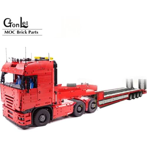 High-Tech Tractor Truck Tower Head MOC-4814 LOWBOY-Trailer Compatible with Lucios Tractor Truck MOC Building Blocks Bricks Toys