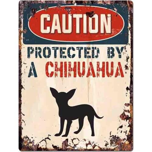 Caution Protected By Chihuahua Warning Funny Car Sticker Dog Pet Car Window Decal Vinyl Waterproof Car Accessories,13*10cm