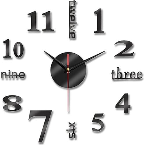 3D Effect Mirror Wall Clock Acrylic Quartz Clock Watch Wall Sticker Self-adhesive Removable For DIY Home Room Decoration