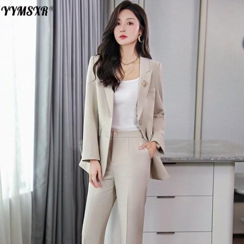 S-5XL Large Size Womens Business Formal Wear 2021 New Winter Solid Color Ladies Slim Temperament Small Suit Pants Two-piece