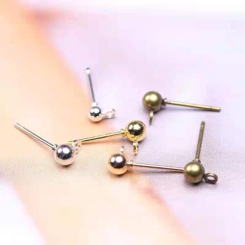 500pcs 3/4/5 MM Round Ball Earrings Ear Line Piercing Pins Women For Jewelry Making Discovery Diy Earrings Connectors Wholesales