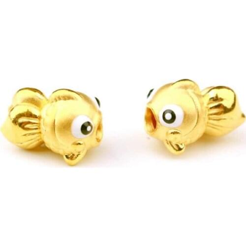 Pure 24K Yellow Gold Bracelet Women 3D Big Eyes Cute Fish Bracelet 1pcs