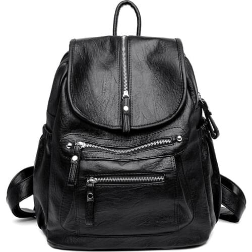 Women Backpack high quality soft Leather Fashion school Backpacks Female Feminine Casual Large Capacity Vintage Shoulder Bags