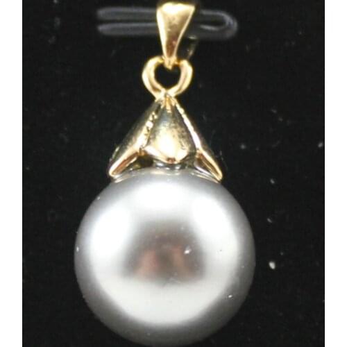 Womens fashion gold plated grey Round Pendant Necklace