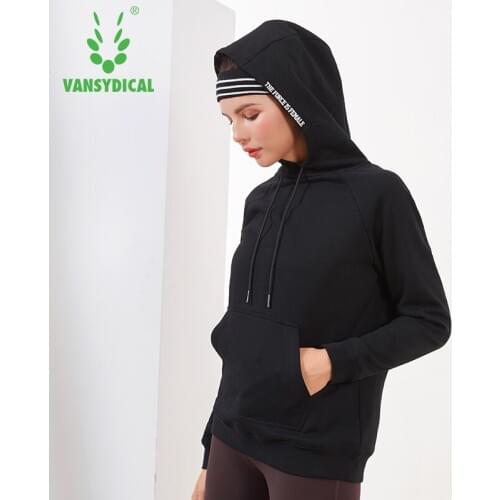 Vansydical Winter Warm Sports Sweater Hoodies Womens Long Sleeve Outdoor Fitness Running Workout Back Letters Pullovers Tops