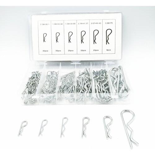 150 Pcs Hitch R Pin Clip Assortment Kit Tool Steel R Type Spring Cotter Pin Wave Shape Split Clip Clamp Hair Tractor Pin for Car