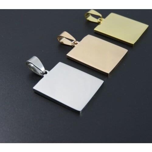 23mm*20mm Gold-color Rose Gold Color Stainless steel Square dog tags pendant necklace, Fashion DIY Jewelry Parts