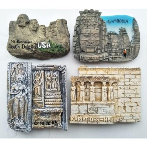 5 pieces a lot)World countries to commemorate the resin three - dimensional refrigerator