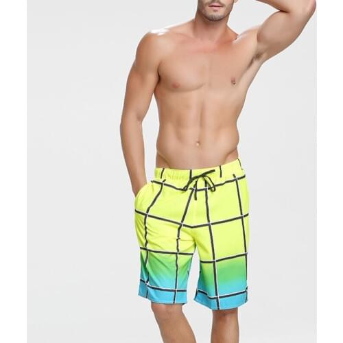 A848 summer men beach shorts vacation board surf swim trunk boxer swimwear sunga plaid men swimsuit bermudas masculina
