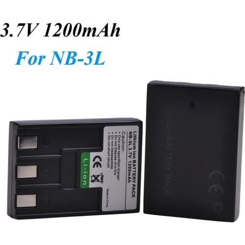2pcs 1200mAh NB-3L NB3L NB 3L Battery for Canon PowerShot SD10 SD20 SD40 SD550 SD500 SD100 SD110, IXUS IIs II, NB-3LH Battery