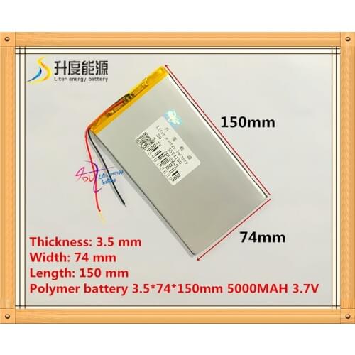 The tablet battery 3.7V 5000mAH 3574150 Polymer lithium ion / Li-ion battery for tablet pc battery