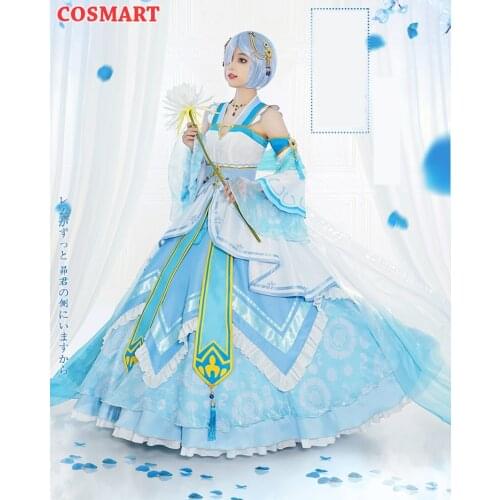 Anime Re:Life in a Different World From Zero Rem Blue Hanfu Dress Cosplay Costume Halloween Party Outfit For Girls Women New 202