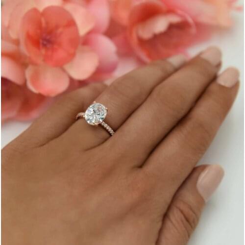 Big Cubic Zircon Female Finger Rings Oval Egg Shape Clear Crystal Wedding Rings for Women Engagement Band Party Jewelry