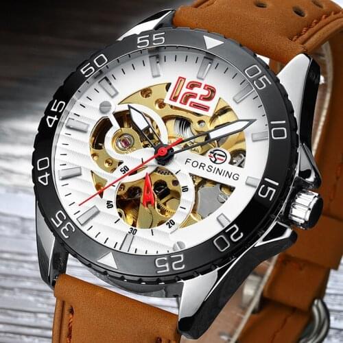 Fashion Brand Sports Waterproof Mechanical Watch Mens Automatic Leather Strap Wrist Watches Reloj Hombre