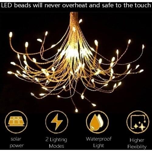 150LED DIY Solar Fireworks Lights IP65 Waterproof Dandelion String Lights Fairy Lights Garden Home Christmas Holiday Decoration
