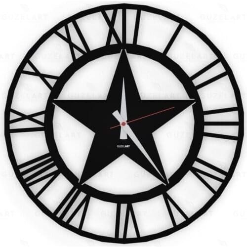 GuzelArt Star Wall Clock Modern Design Living Room Decoration Wooden Home Decoration Accessories Wall Decor Black