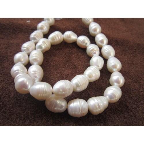 Perfect 10-11mm AAA Akoya white baroque pearl necklace 14KT 18"