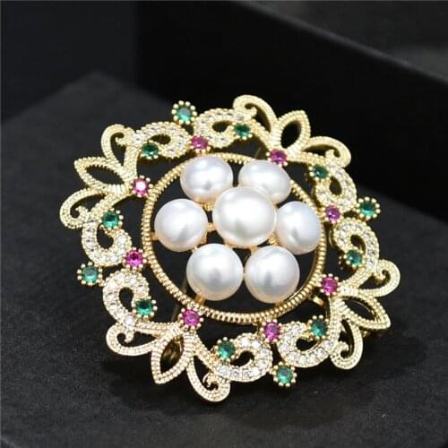 Exquisite Baroque Brooches For Women Jewellery Women Party Crystal Freshwater Pearls Brooch Pins Clothes Scarf Jewelry broche