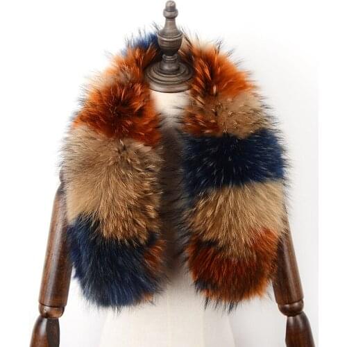JKP Real Raccoon Collar Scarves Women 2020 New Fashion New Natural Animal Fur Shawl Scarf Luxury Brand Collar High Quality