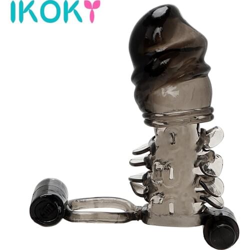 IKOKY Penis Ring Reusable Penis Enlargement Silica Gel Condoms Penis Sex Toy Man Private Goods For Adults