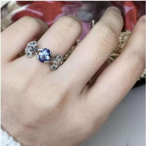Tanzanite ring Free shipping Real and natural tanzanite 925 sterling silver Fine women jewelry 4*6mm
