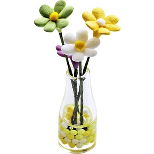 1/12 Dollhouse Miniature Accessory Flower Vase Simulation Model Vase Photography Props Doll Toys Living Room Bedroom DIY