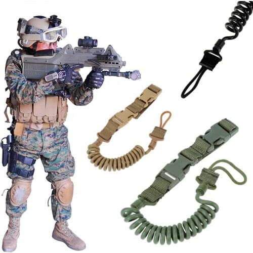 A Multi-functional military Lanyard,Gun Rope,Safety Rope Anti-lost Outdoor Army Spring Wear-resistant Elastic Chain Hunting Tool