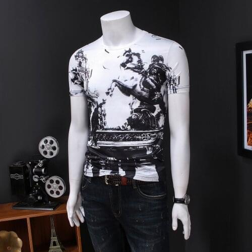 Manga Corta Hort Tee Hombre Camiseta Man Club Party Homme Baroque Pantalón Moda 2020 Korean New Fashion Print T Shirt