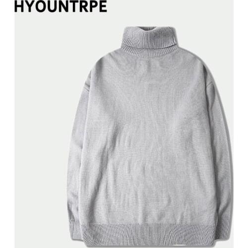 Male Sweater Basic Pullover 2018 Autumn Winter High Neck Casual Solid Color Warm Sweater Women Men Fashion Street Loose Sweaters
