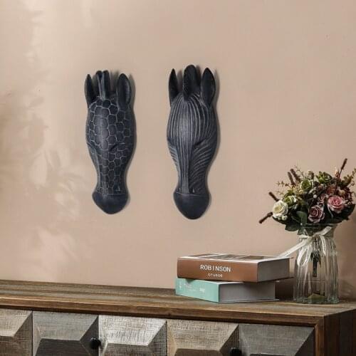 Wall Mounted Animal Head Decorations Wall Hanging Decor for Living Room Creative Resin Animal Head Sculpture Statue