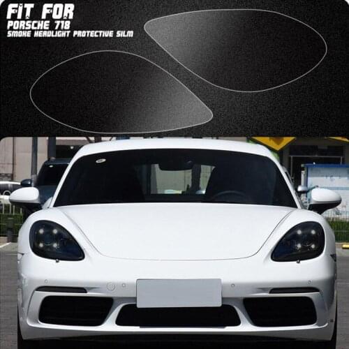 New Car LH+RH Smoke TPU Headlights Protective Precut Film Sticker Cover Trim Fit For Porsche 718