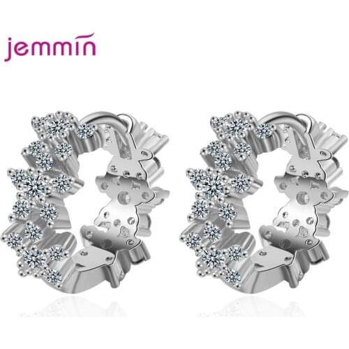 New Trendy Hoop Earrings Sterling Silver 925 Cute Plum Flower Round Small Ear Hoops for Women Jewelry Gifts for Girl