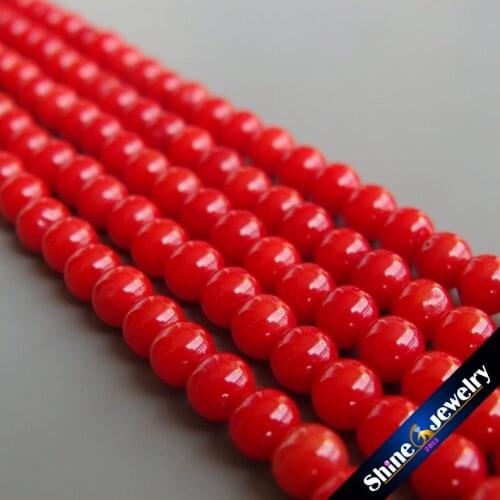Wholesale Smooth 5mm Mediterranean Red Coral stone Loose Beads Strand 15" - Free shipping