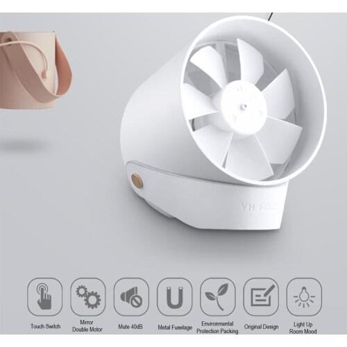 Portable Mini Smart Touch Switch 40dB Ultra Quiet USB Fan, 2-Speed Modes Desk Fan for Home/Office