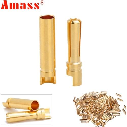 50pair/lot AMASS 4.0mm 4mm Gold Plated Bullet Connector for RC battery ESC and motor helicopter boat Quadcopter