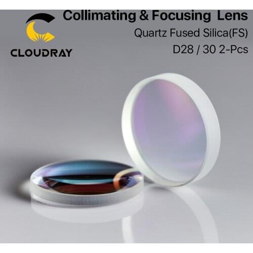 Spherical Focusing Lens D28 D30 F75/100/125/150/155/200mm 2Pcs Quartz Fused Silica for High Energy Fiber Laser 1064nm