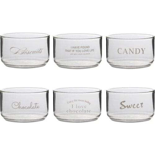 Japanese Style Tableware Letter Glass Bowl Transparent Kitchen Bowl For Salad Cereal Soup Microwave Oven Restaurant Noodle Bowls