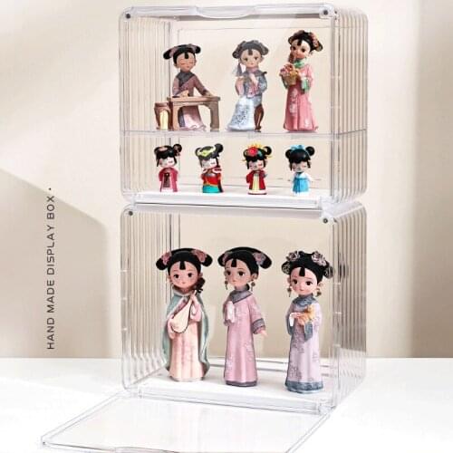 2/3 Layers Blind Box Figure Display Stand Cabinet Dustproof Perfume Cosmetic Storage Box Transparent Doll Organizer Toy Showcase