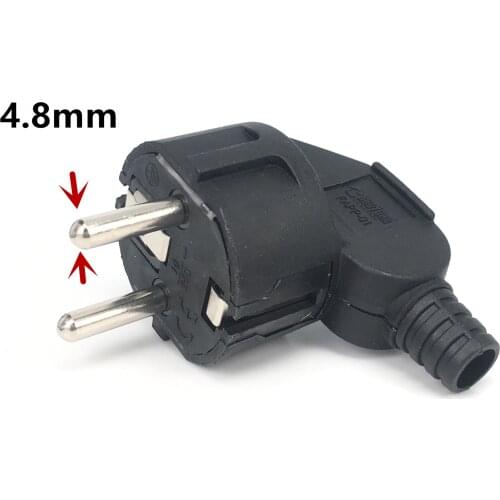 Elbow black white 16A 250V PP flame retardant EU German France 2 pins wiring assembly plug Europe power Adaptor detachable plug