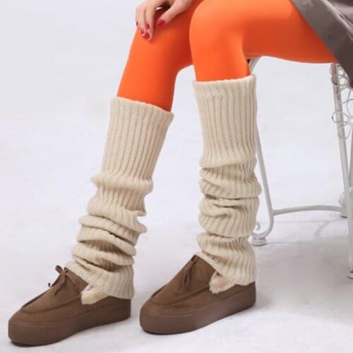 K243 Leg Warmer Thickened Snow Woolen Socks Leg Sleeves Long Tube Over The Knee Pile Womens Socks Fall And Winter Knee Pads