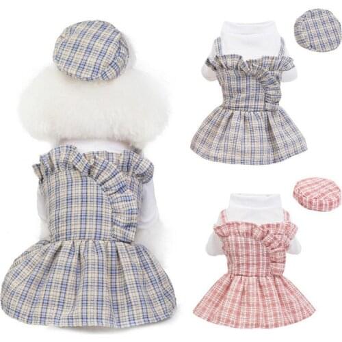 Spring Summer Dog Dress Clothes Thin Models Cute Pet Plaid Dress Small Medium Sized Pet Teddy Chihuahua Clothes For Small Dogs