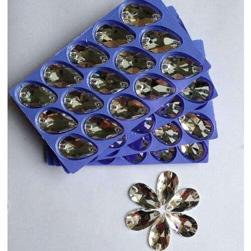 High Quality Sew on Rhinestones Water drop Glass Stones Clear Crystal Flatback Strass For DIY Wedding Dresses