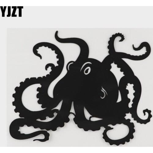 YJZT 13.8CM×11.4CM Personality Marine Octopus Decal Car Sticker Vinyl Black/Silver 18A-0171