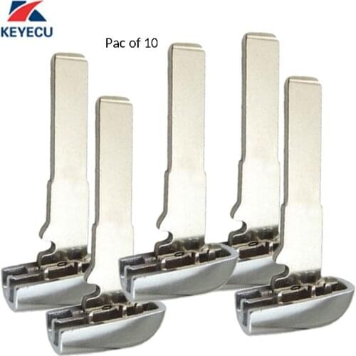 KEYECU 10X Replacement Smart Emergency Insert Uncut Blade Blank for Jeep Rnengade , Fiat 500X 2015-2018 M3N-40821302