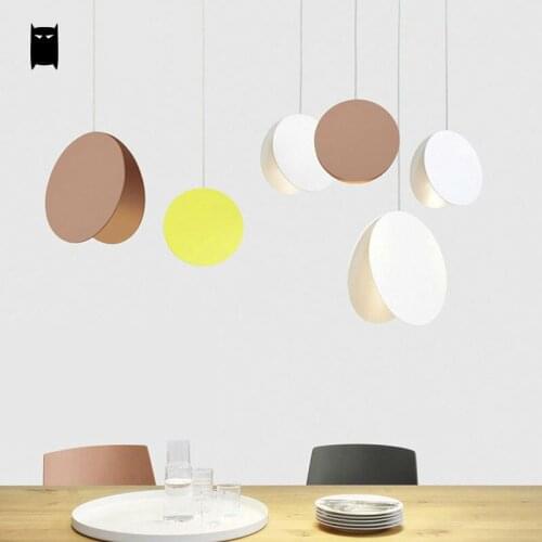 Yellow White Coffee Flying Disk Pendant Light Fixture Modern Art Deco Nordic Hanging Lamp Luminaria Design Dining Table Room Bar