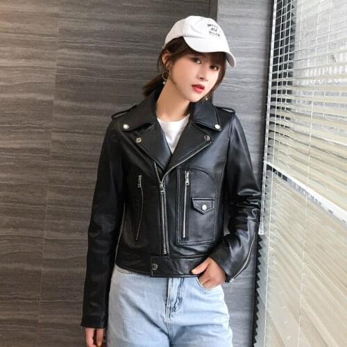 Real Genuine Leather Jacket Women Spring Autumn Sheepskin Coat Motorcycle Biker Jacket Chaquetas Mujer 2020 9802 KJ3697